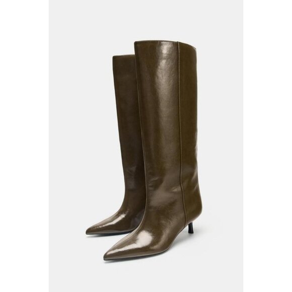 ZARA KITTEN-HEEL BOOTS - Picture 1 of 6